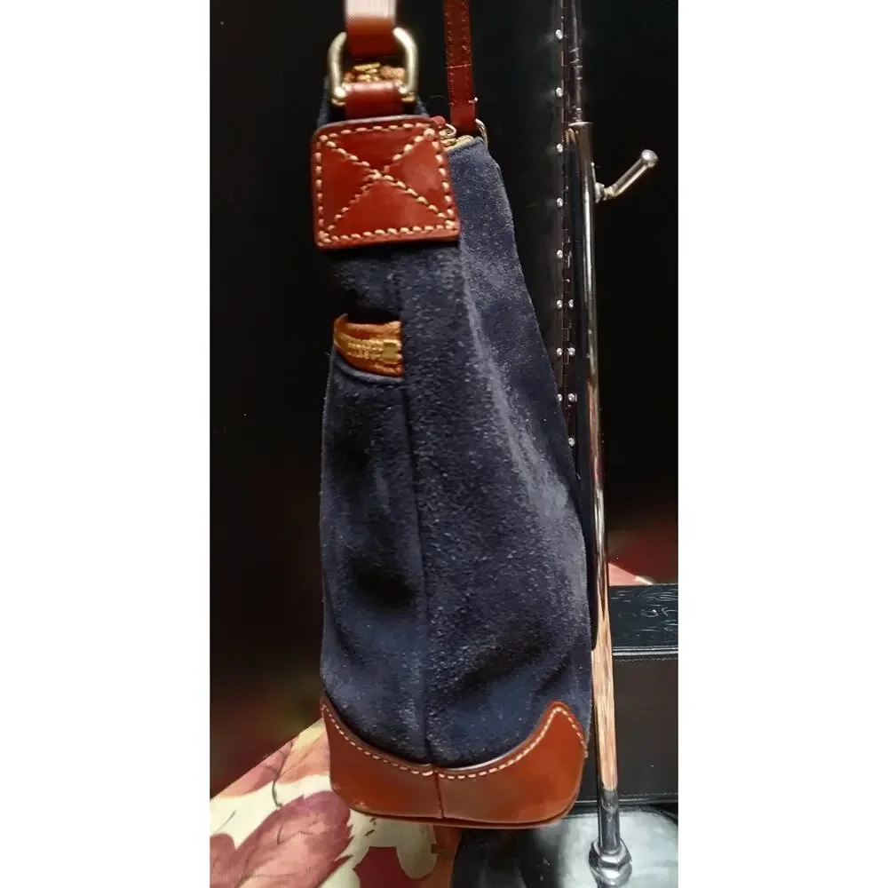 Dooney & Bourke Navy Blue Suede Crossbody Leather Trim